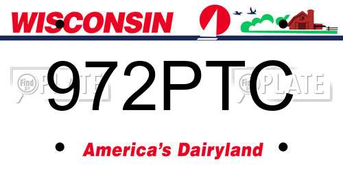 972PTC Wisconsin License Plate
