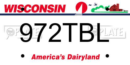 972TBL Wisconsin License Plate