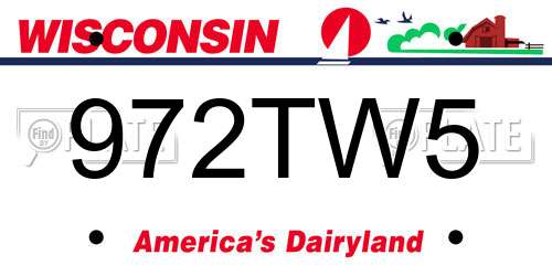 972TW5 Wisconsin License Plate