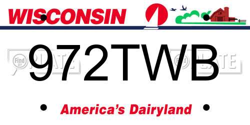 972TWB Wisconsin License Plate