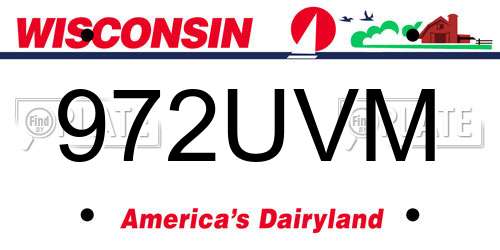 972UVM Wisconsin License Plate