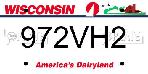972VH2 Wisconsin License Plate