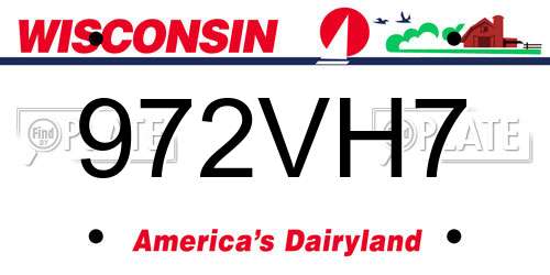 972VH7 Wisconsin License Plate