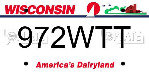 972WTT Wisconsin License Plate