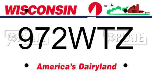 972WTZ Wisconsin License Plate