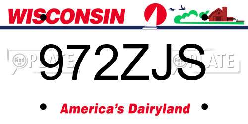 972ZJS Wisconsin License Plate