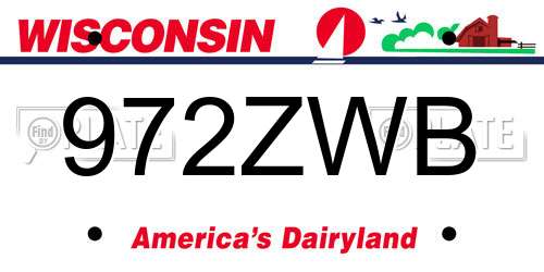 972ZWB Wisconsin License Plate