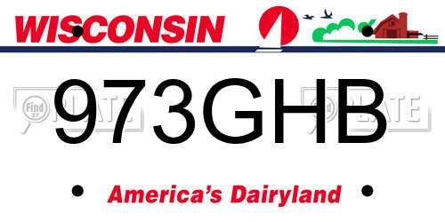 973GHB Wisconsin License Plate