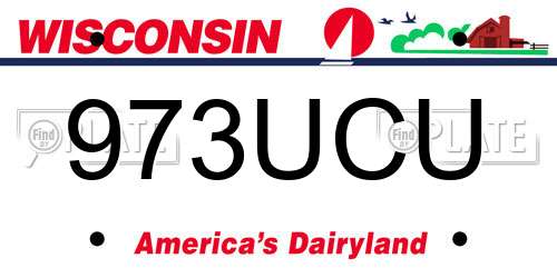 973UCU Wisconsin License Plate