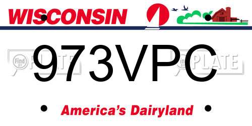 973VPC Wisconsin License Plate