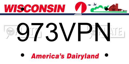 973VPN Wisconsin License Plate