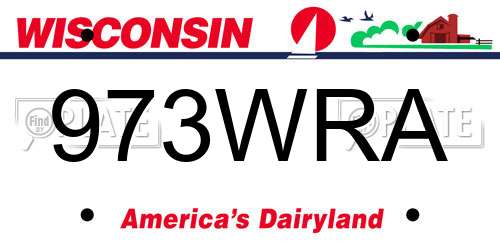 973WRA Wisconsin License Plate
