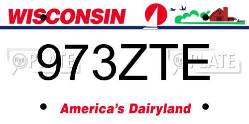 973ZTE Wisconsin License Plate