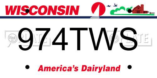 974TWS Wisconsin License Plate