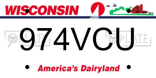 974VCU Wisconsin License Plate