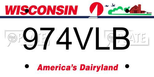974VLB Wisconsin License Plate