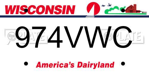 974VWC Wisconsin License Plate