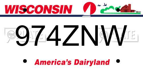 974ZNW Wisconsin License Plate