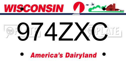974ZXC Wisconsin License Plate