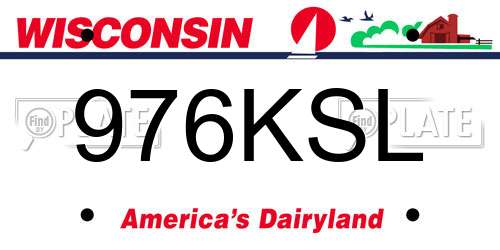 976KSL Wisconsin License Plate