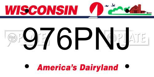 976PNJ Wisconsin License Plate