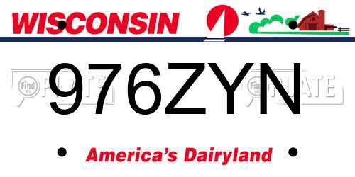 976ZYN Wisconsin License Plate
