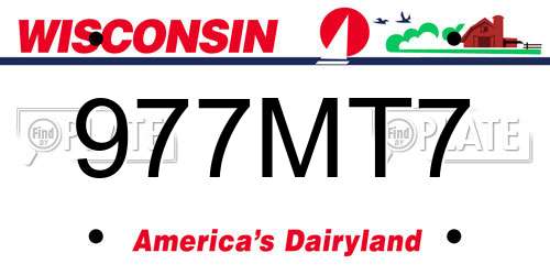 977MT7 Wisconsin License Plate