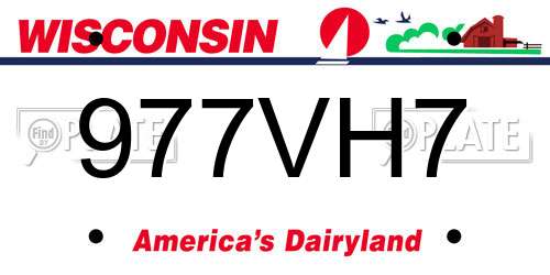 977VH7 Wisconsin License Plate