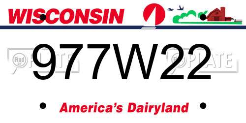 977W22 Wisconsin License Plate