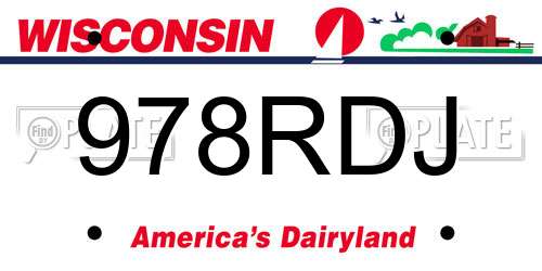 978RDJ Wisconsin License Plate