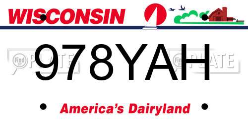 978YAH Wisconsin License Plate