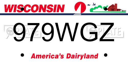 979WGZ Wisconsin License Plate