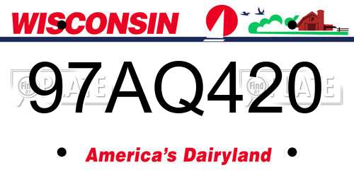 97AQ420 Wisconsin License Plate