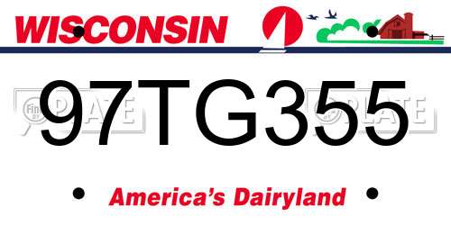 97TG355 Wisconsin License Plate