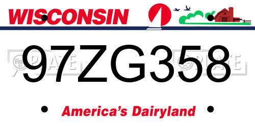 97ZG358 Wisconsin License Plate