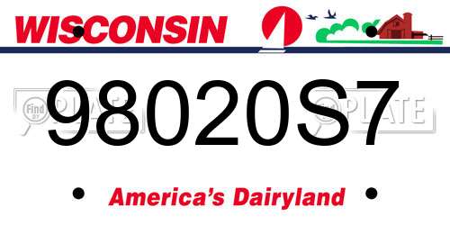 98020S7 Wisconsin License Plate