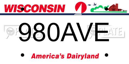 980AVE Wisconsin License Plate