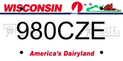 980CZE Wisconsin License Plate