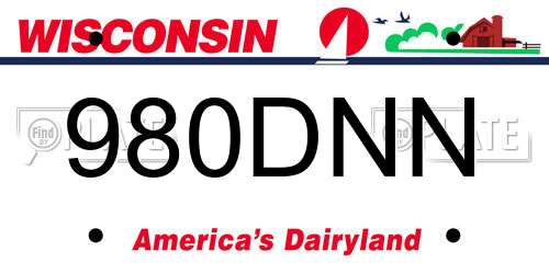 980DNN Wisconsin License Plate