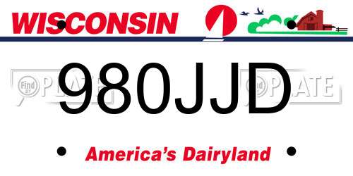 980JJD Wisconsin License Plate
