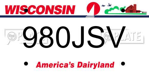 980JSV Wisconsin License Plate