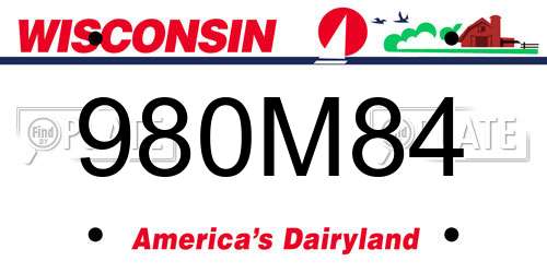 980M84 Wisconsin License Plate