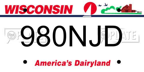 980NJD Wisconsin License Plate