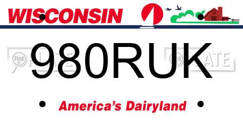 980RUK Wisconsin License Plate