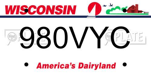 980VYC Wisconsin License Plate