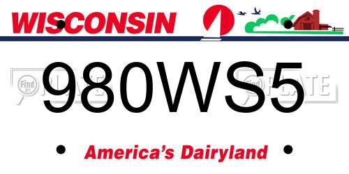 980WS5 Wisconsin License Plate