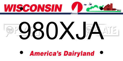 980XJA Wisconsin License Plate