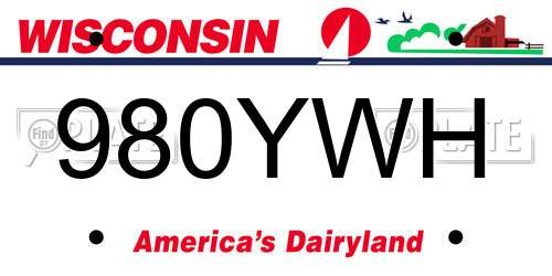980YWH Wisconsin License Plate