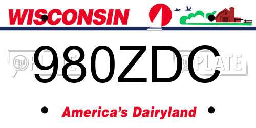 980ZDC Wisconsin License Plate