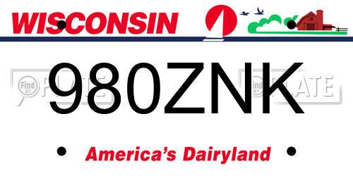 980ZNK Wisconsin License Plate